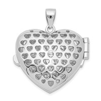 Sterling Silver Rhodium-plated CZ Fancy Design Heart 22mm Locket Pendant view 4