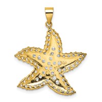 Sterling Silver Flash Gold-Plated and CZ Starfish Pendant view 4