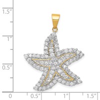 Sterling Silver Flash Gold-Plated and CZ Starfish Pendant view 3