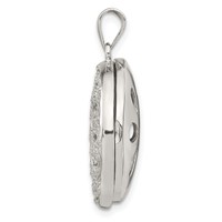 Sterling Silver Rhodium-plated CZ Flower Design 22mm Locket Pendant view 2
