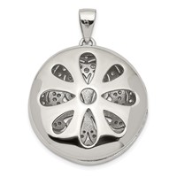 Sterling Silver Rhodium-plated CZ Flower Design 22mm Locket Pendant view 4