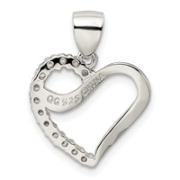 Sterling Silver Rhodium-plated CZ Heart Pendant view 4