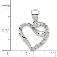 Sterling Silver Rhodium-plated CZ Heart Pendant view 3