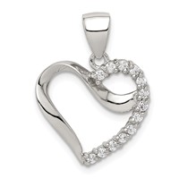 Sterling Silver Rhodium-plated CZ Heart Pendant view 1