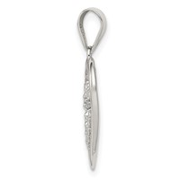 Sterling Silver Rhodium Plated Polished and CZ Double Heart Pendant view 2