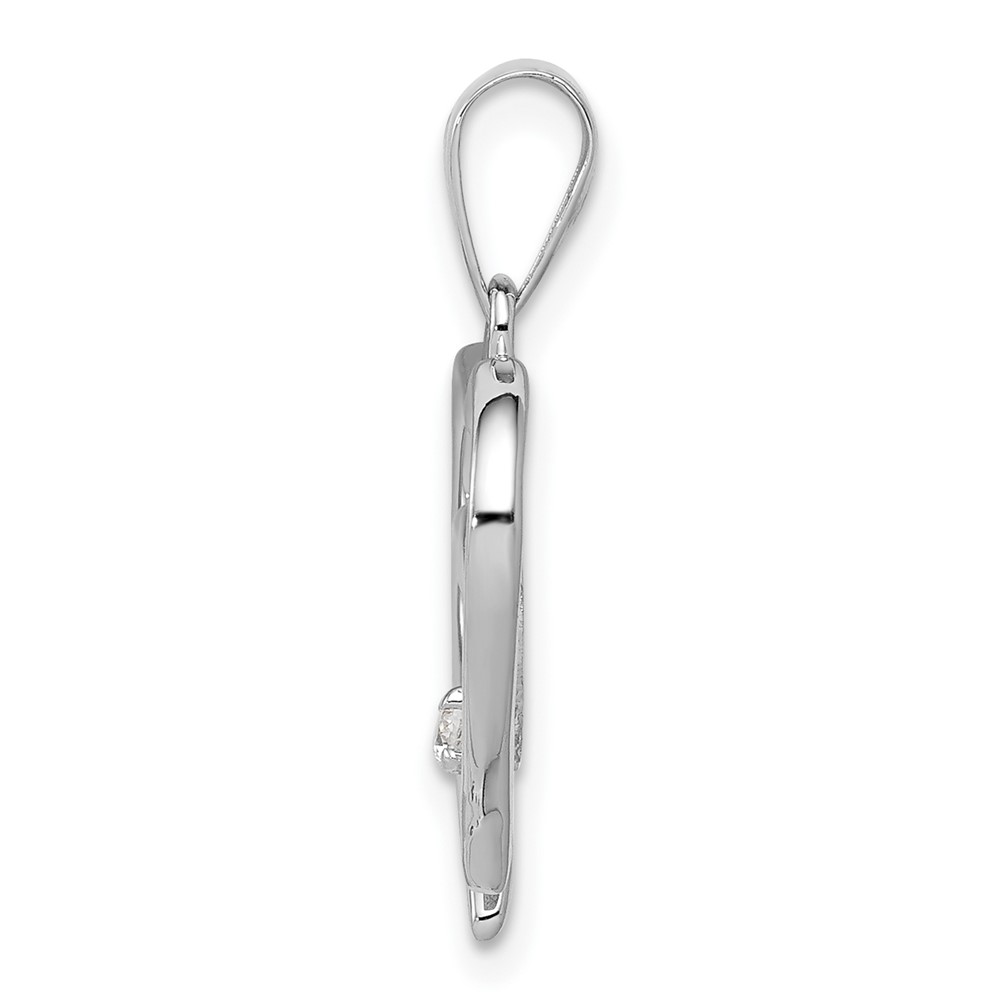 Sterling Silver Rhodium-plated Single CZ Fancy Heart Pendant (QP2054)