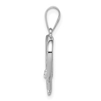 Sterling Silver Rhodium-plated Single CZ Fancy Heart Pendant view 2