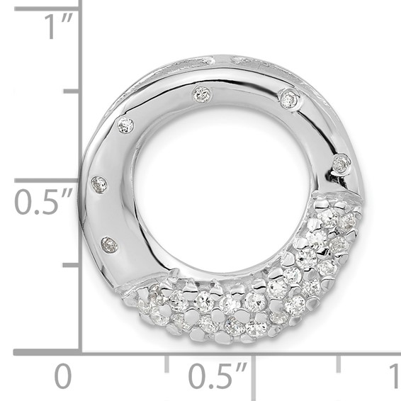 Sterling Silver Polished CZ Circle Slide Pendant