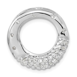 Sterling Silver Polished CZ Circle Slide Pendant