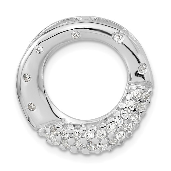 Sterling Silver Polished CZ Circle Slide Pendant