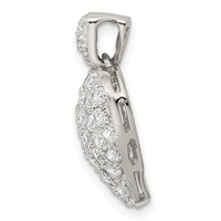 Sterling Silver Rhodium-plated CZ Puffed Heart Pendant view 2