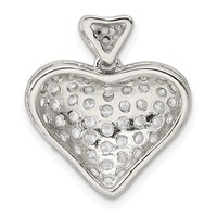 Sterling Silver Rhodium-plated CZ Puffed Heart Pendant view 4