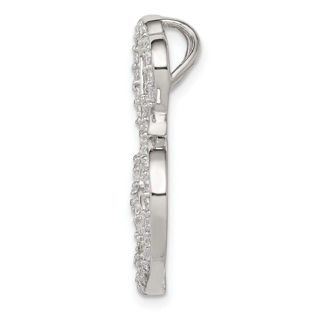 Sterling Silver Rhodium-plated Multi Hearts Clear CZ Slide Pendant (QP2078)