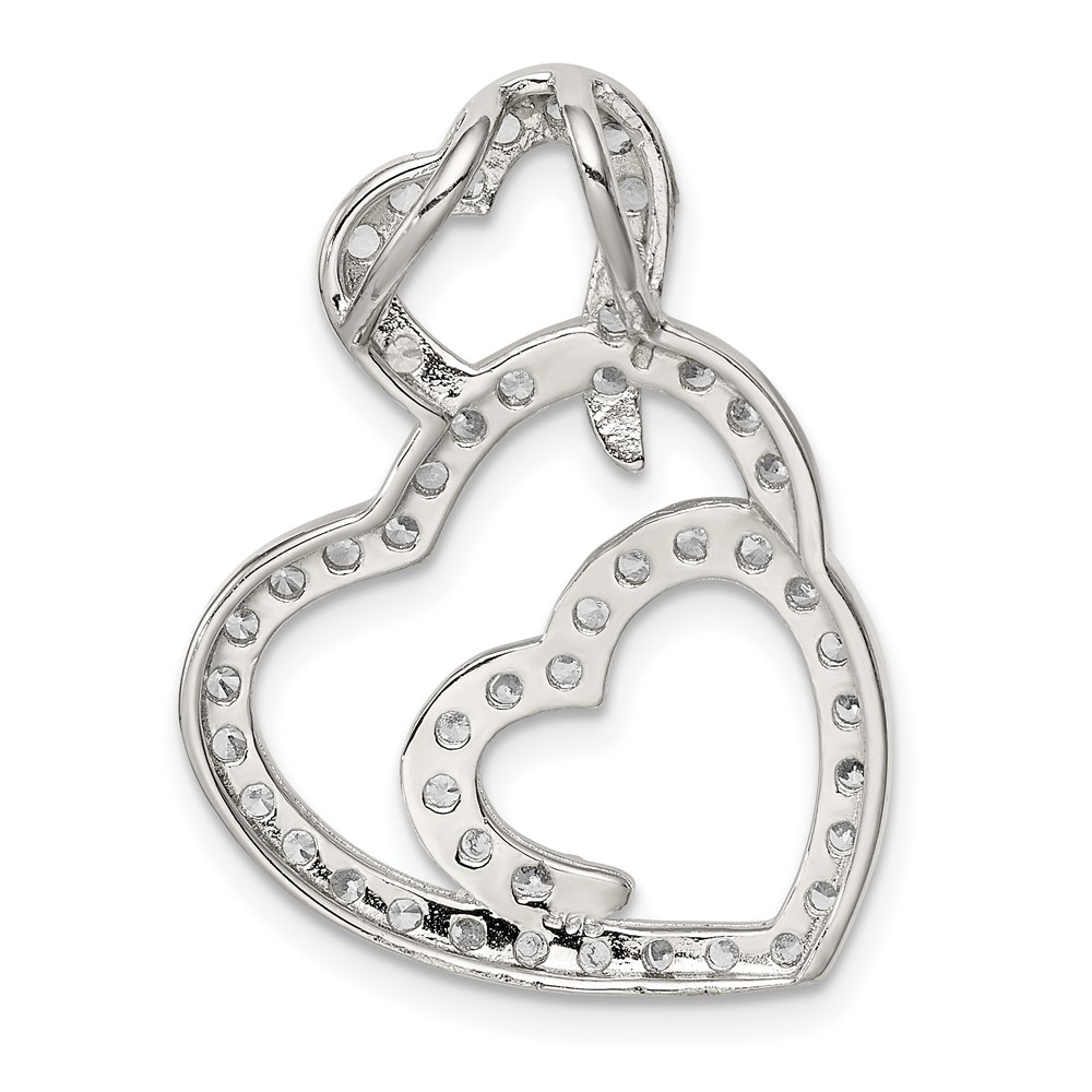 Sterling Silver Rhodium-plated Multi Hearts Clear CZ Slide Pendant (QP2078)