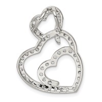 Sterling Silver Rhodium-plated Multi Hearts Clear CZ Slide Pendant view 4