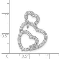 Sterling Silver Rhodium-plated Multi Hearts Clear CZ Slide Pendant view 3