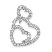 Sterling Silver Rhodium-plated Multi Hearts Clear CZ Slide Pendant view 1