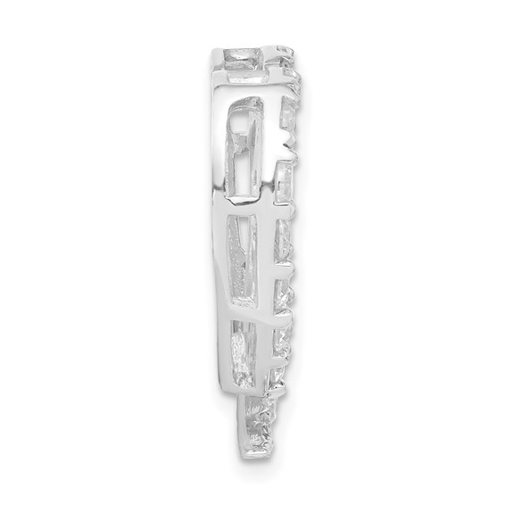 Sterling Silver & CZ Polished Heart Slide Pendant