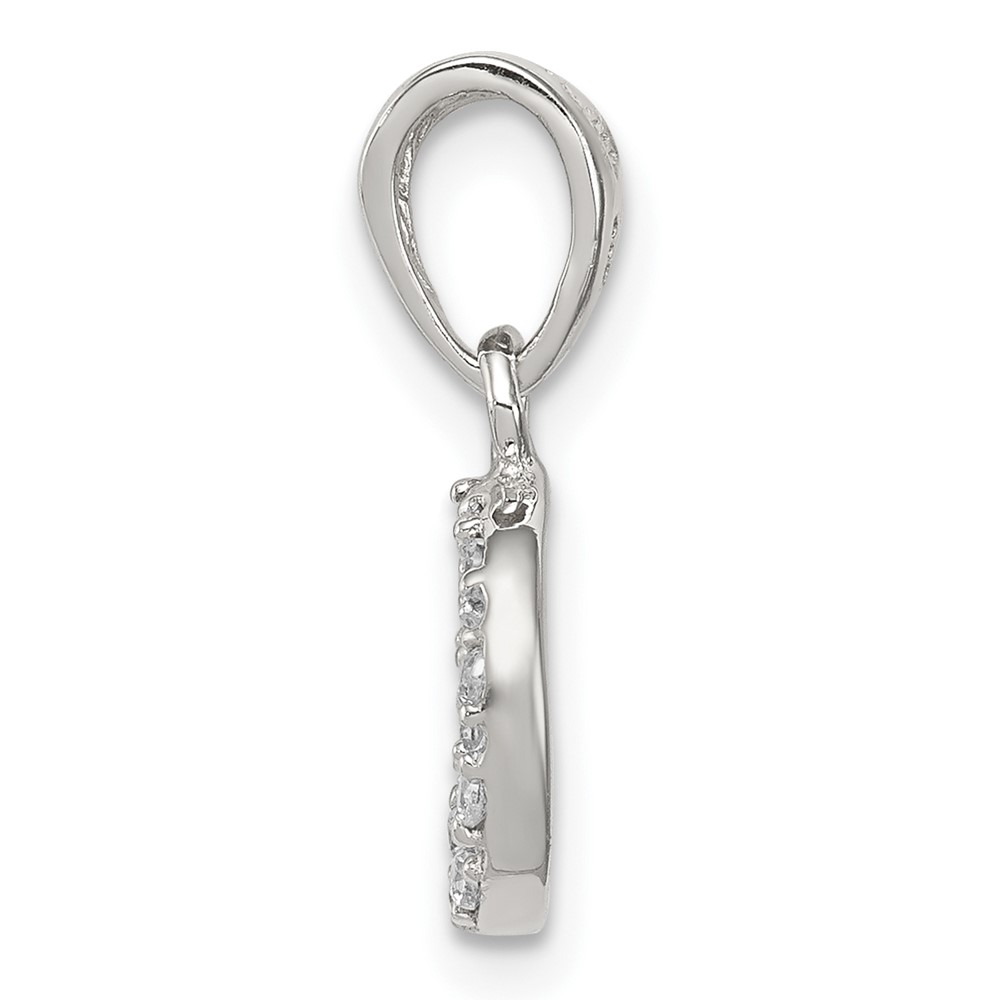 Sterling Silver Rhodium-plated Small CZ Peace Pendant (QP2088)