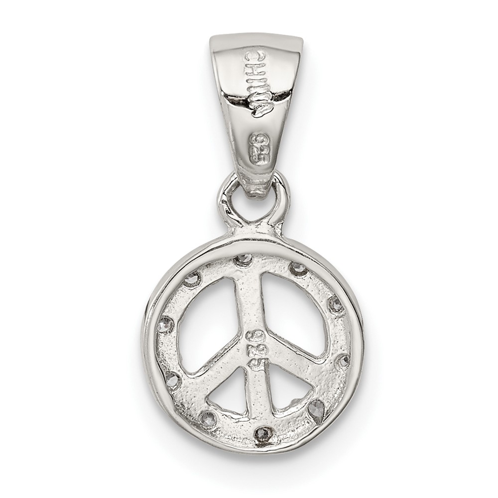 Sterling Silver Rhodium-plated Small CZ Peace Pendant (QP2088)