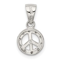 Sterling Silver Rhodium-plated Small CZ Peace Pendant view 4