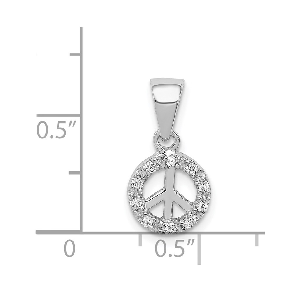 Sterling Silver Rhodium-plated Small CZ Peace Pendant (QP2088)