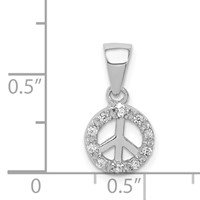 Sterling Silver Rhodium-plated Small CZ Peace Pendant view 3