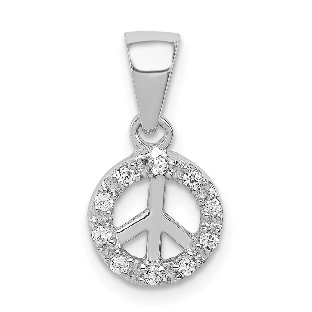 Sterling Silver Rhodium-plated Small CZ Peace Pendant (QP2088)