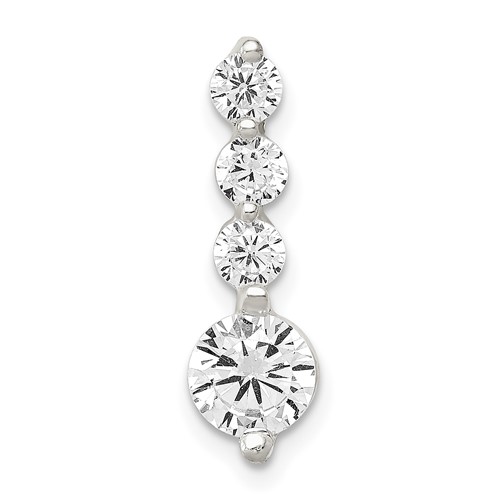 Sterling Silver Polished 4-Stone CZ Pendant