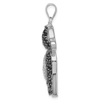 Sterling Silver Rhodium-plated Black and Clear CZ Dog Pendant view 2