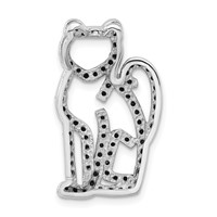 Sterling Silver Black Rhodium-Plated & Black CZ Cat Slide Pendant view 4