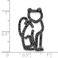Sterling Silver Black Rhodium-Plated & Black CZ Cat Slide Pendant view 3