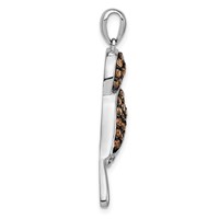 Sterling Silver Pendant with Black Rhod Champagne & Clear CZ Bird view 2