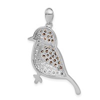 Sterling Silver Pendant with Black Rhod Champagne & Clear CZ Bird view 4