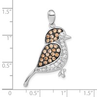 Sterling Silver Pendant with Black Rhod Champagne & Clear CZ Bird view 3