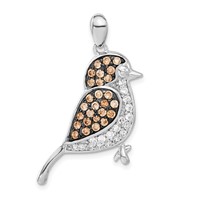 Sterling Silver Pendant with Black Rhod Champagne & Clear CZ Bird view 1