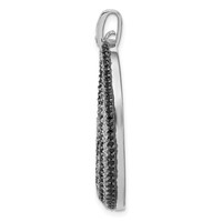 Sterling Silver Rhodium-plated Black and White CZ Open Oval Fancy Pendant view 2