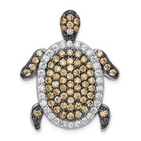 Sterling Silver White & Champagne CZ Turtle Slide view 1