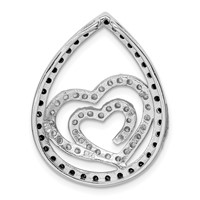 Sterling Silver White & Black CZ Heart Teardrop Slide view 4