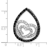 Sterling Silver White & Black CZ Heart Teardrop Slide view 3