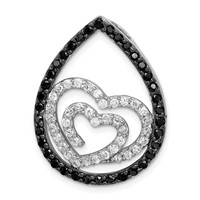 Sterling Silver White & Black CZ Heart Teardrop Slide view 1