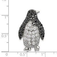 Sterling Silver Rhodium-plated Black & White CZ Penguin Chain Slide view 3