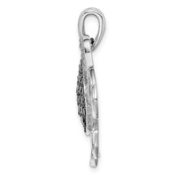 Sterling Silver Rhodium-plated Black & White CZ Crab Pendant view 2