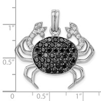Sterling Silver Rhodium-plated Black & White CZ Crab Pendant view 4