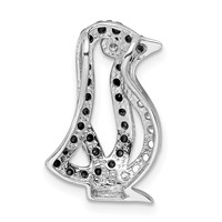 Sterling Silver Rhodium-plated Black and White CZ Penguin Chain Slide view 4