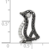 Sterling Silver Rhodium-plated Black and White CZ Penguin Chain Slide view 3