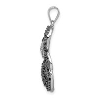 Sterling Silver Rhodium-plated Black and White CZ Spider Pendant view 2