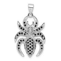 Sterling Silver Rhodium-plated Black and White CZ Spider Pendant view 4