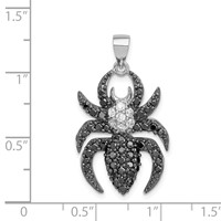 Sterling Silver Rhodium-plated Black and White CZ Spider Pendant view 3