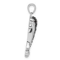 Sterling Silver Black & White CZ Dolphin Pendant view 2